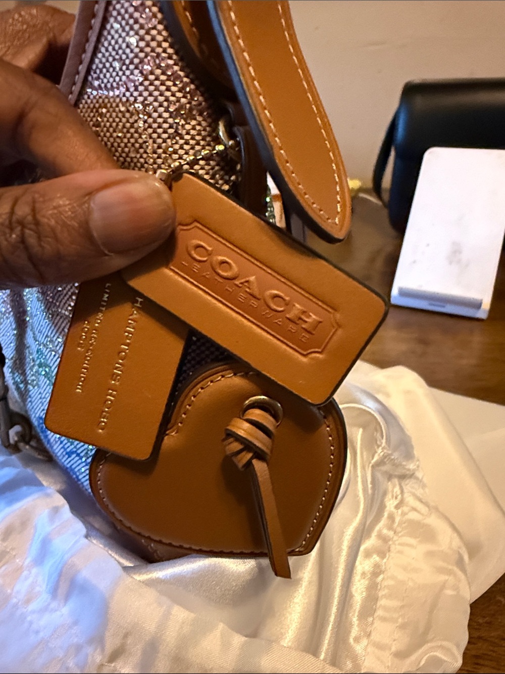 Coach Multicolor Signature Crescent Shoulder Bag with Tan Leather Trim - Picture 11 of 11